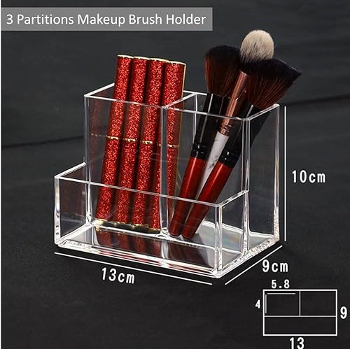 Organizador de maquillaje acrílico, almacenamiento de cosméticos, vitrina, soporte para brochas de maquillaje, dispensador de lápiz labial, H-Clear,
