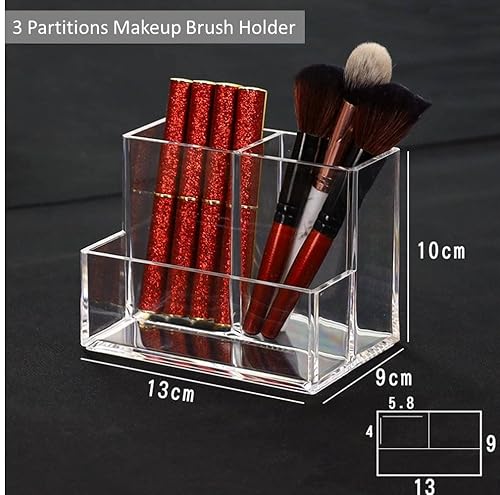 Miniatura 2 de Organizador de maquillaje acrílico, almacenamiento de cosméticos, vitrina, soporte para brochas de maquillaje, dispensador de lápiz labial,