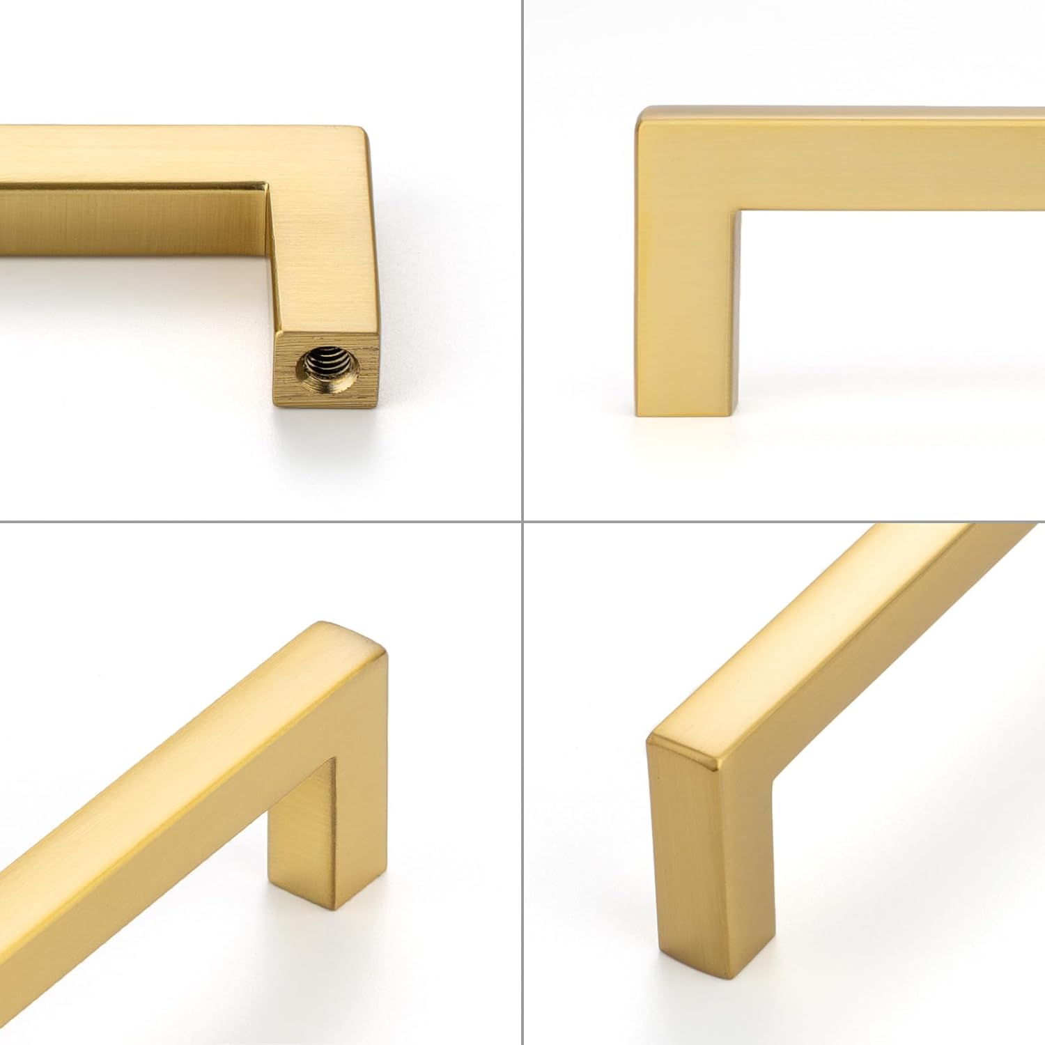 KOOFIZO Solid Square Brushed Gold Kitchen Cabinet Handles Gold Cabinet Pulls, 10 Pack 5 Inch Gold Hardware for Kitchen Cabinets Drawers Dresser Cupboard Bedroom Bathroom