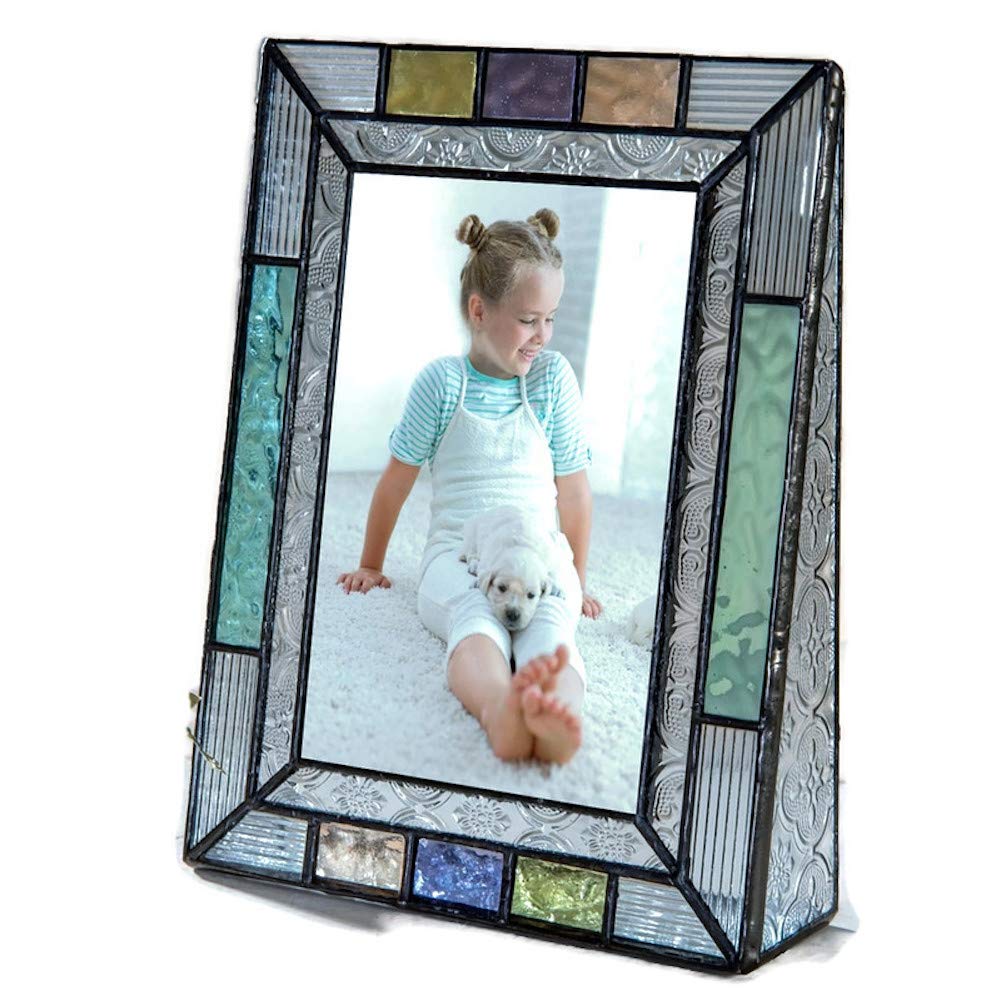 Colorful 4x6 Glass Picture Frame – Blue, Peach, Purple, Turquoise – J Devlin