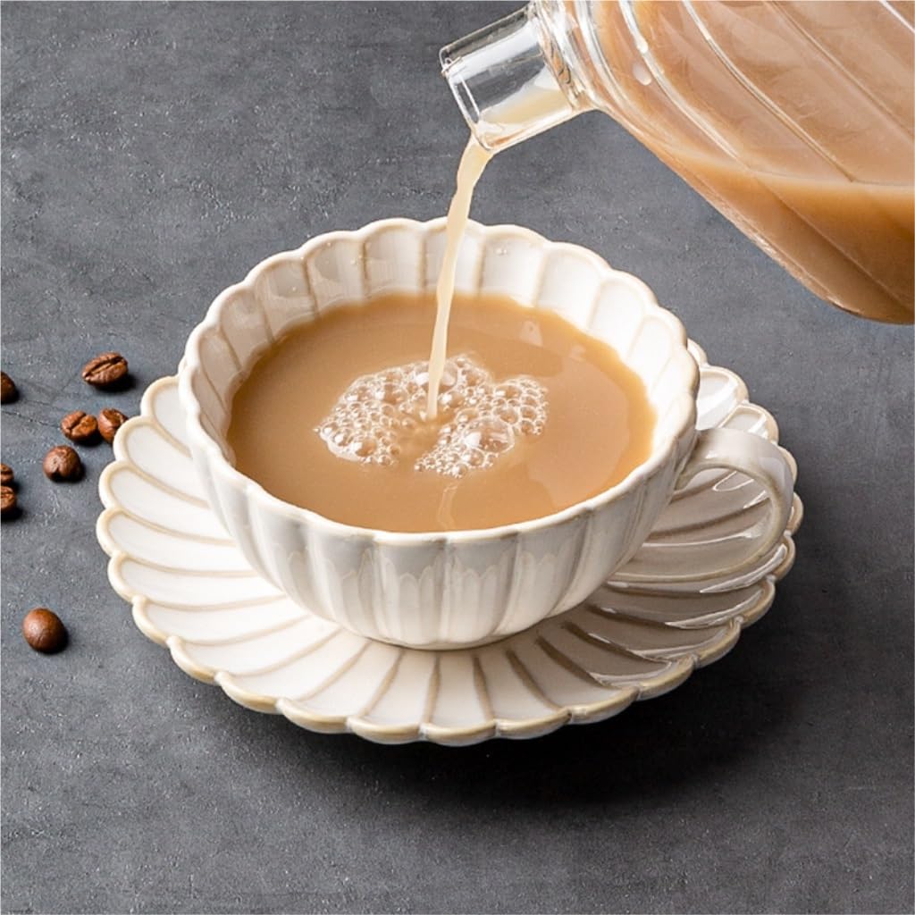 kubek ceramiczny, Zestaw retro filiżanek i spodków do kawy, ceramiczny kubek domowy, kubek na wodę, kubek do latte vintage, popołudniowa herbata(B)