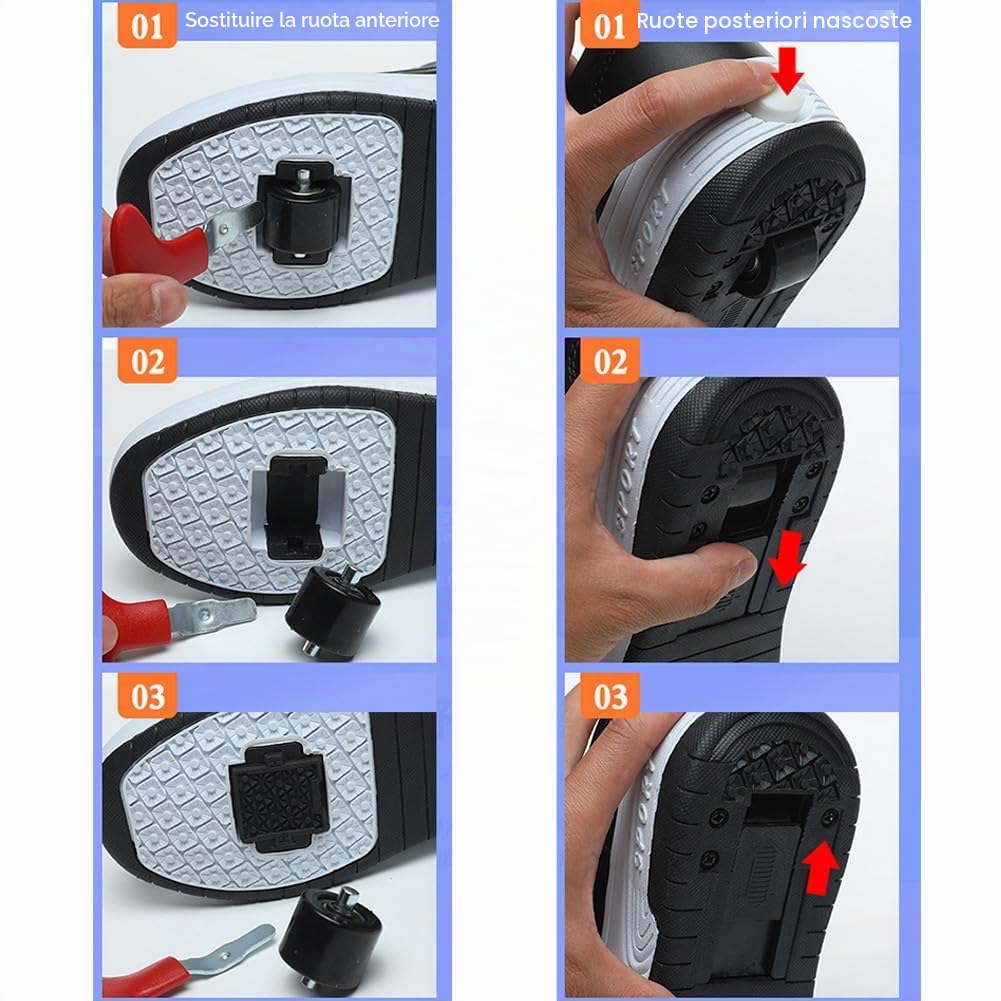 ENEN Scarpe con Rotelle Bambina, Outdoor Sportive Scarpe da Skateboard, 2 Ruote Skateboard Sneakers Multisport Scarpe da Ginnastica da Pattini per Ragazze e Ragazzi