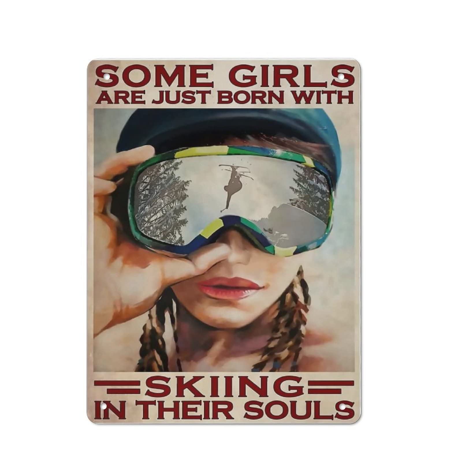 AOOEDM Skiing In Their Souls Wall Metal Tin Sign for Home Bar Pub Kitchen Wall Art Deocr Man Cave Vintage Metal Sign Poster Plaque Signs Quotes Sign