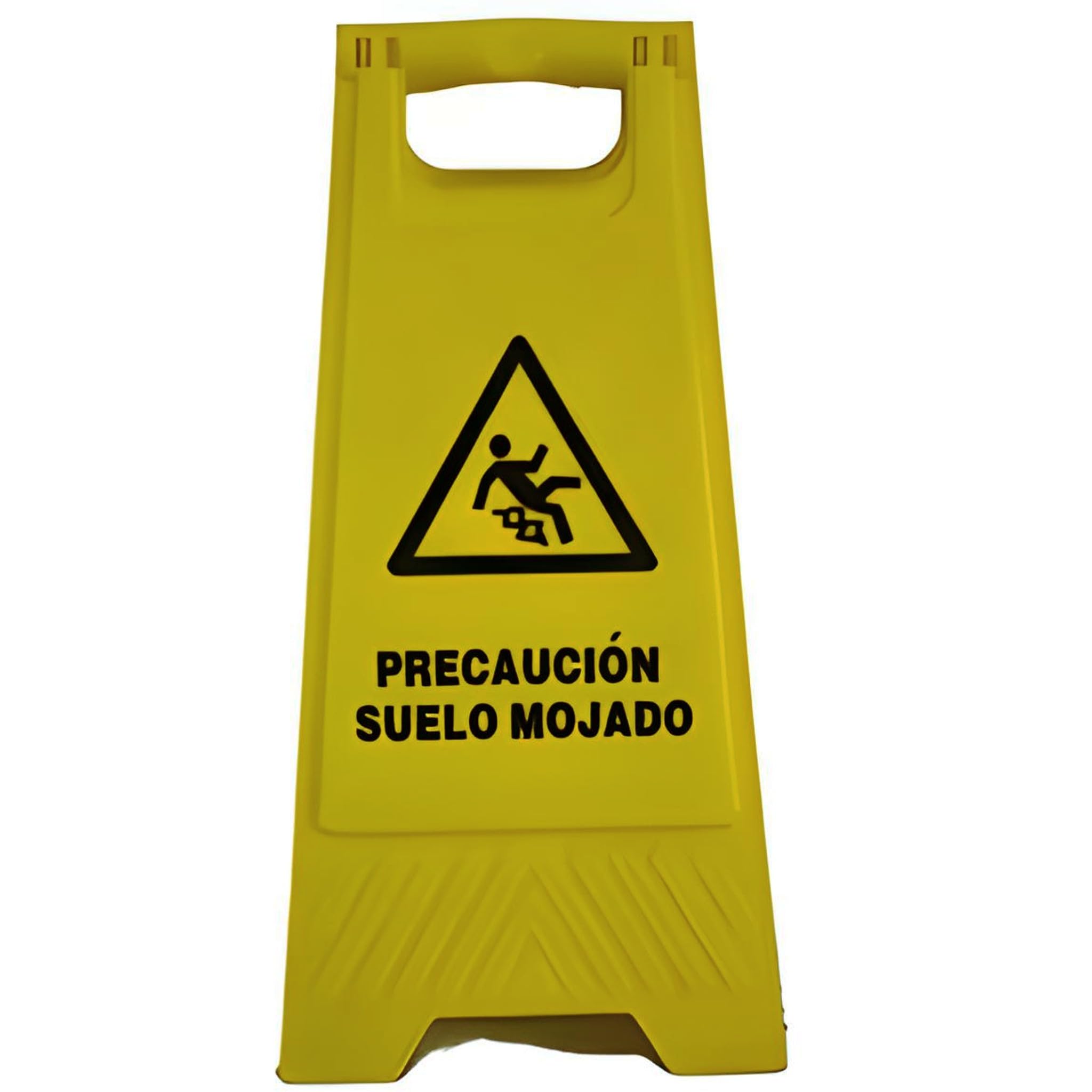 Bricoloco Cartel suelo mojado señal de advertencia y precaución de suelo resbaladizo. Colegios, hospitales, obras, portales, hostelería. Polipropileno 60x25 cms (6)