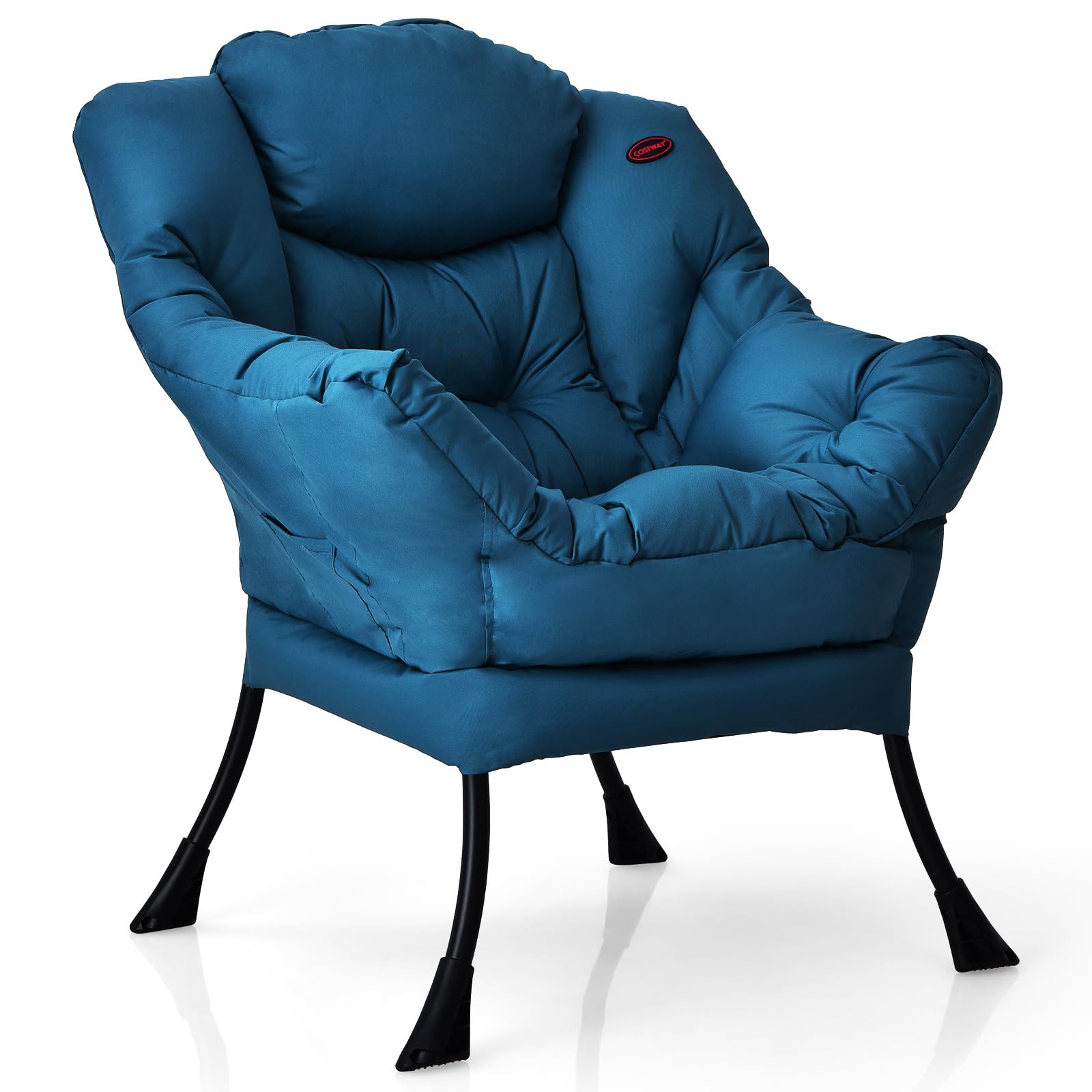 COSTWAY Poltrona Relax, Poltrona da Lettura, con Schienale e Seduta Imbottiti, Braccioli e Tasca di Stoccaggio, per Soggiorno, Camera da Letto, Portata 115 kg (Blu)
