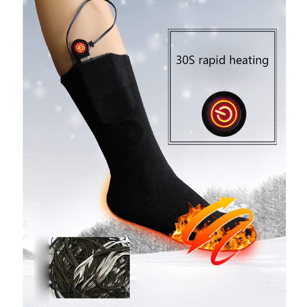 Calze Elettriche Ricarica USB Riscaldamento Generale a Infrarossi per Uomo e Donna, Sci Invernale Campeggio Escursionismo Moto Calze in Cotone Caldo Scaldapiedi per Motociclisti