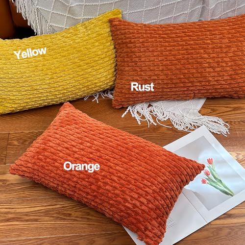 Set of 2 18x18 Burnt Orange Boho Throw Pillow Covers for Living Room and Couch Décor