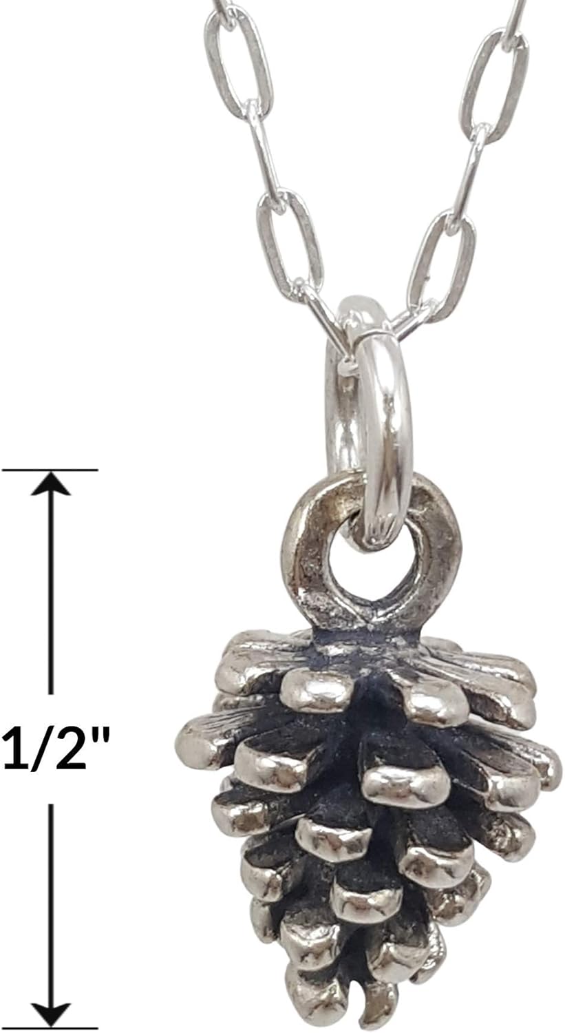 EnCharmed Sterling Silver Pine Cone 3D Charm Necklace, 18" - Image 2