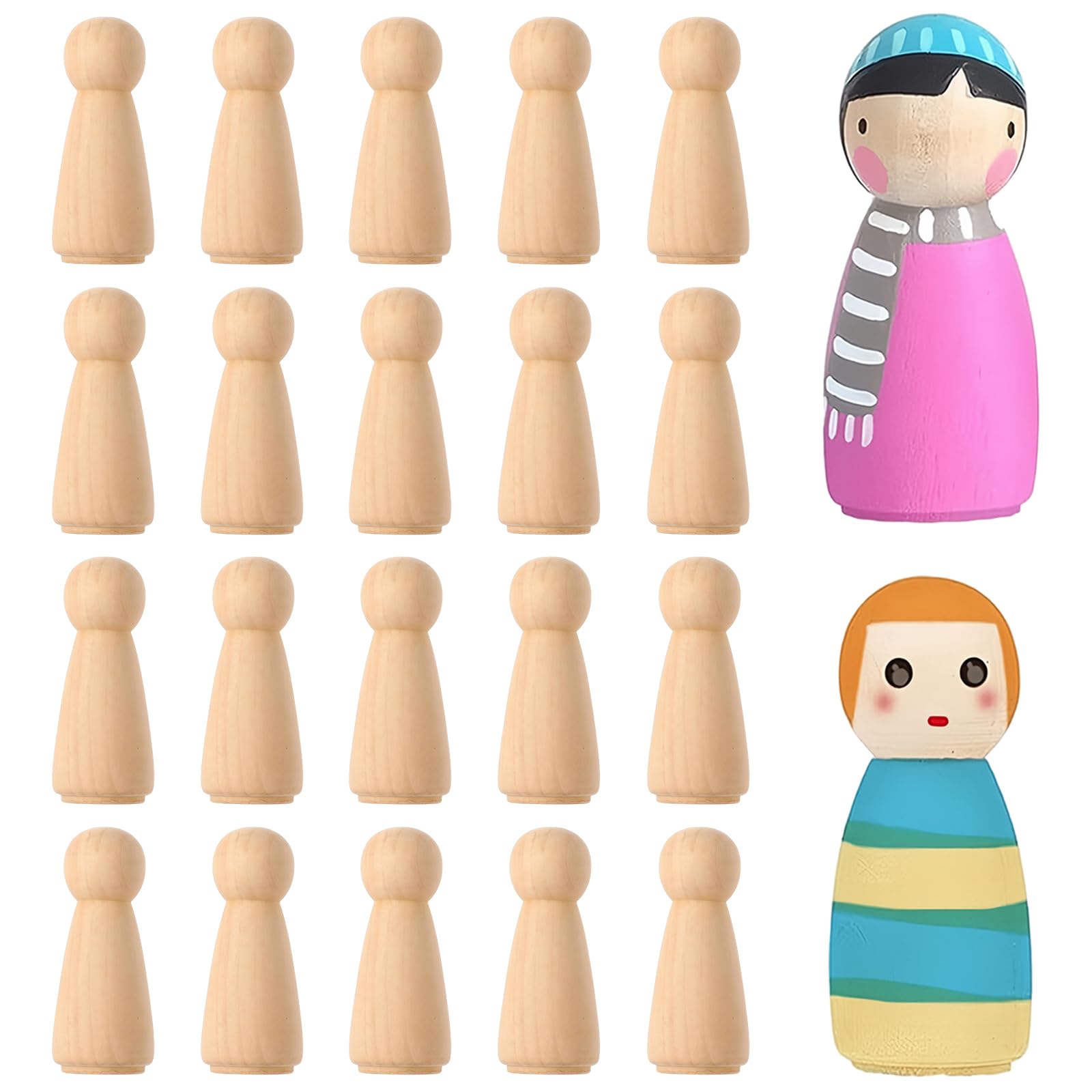 20 Pcs HöLzerne Peg PuppenköRper 53 Mm NatüRliche Unbemalte