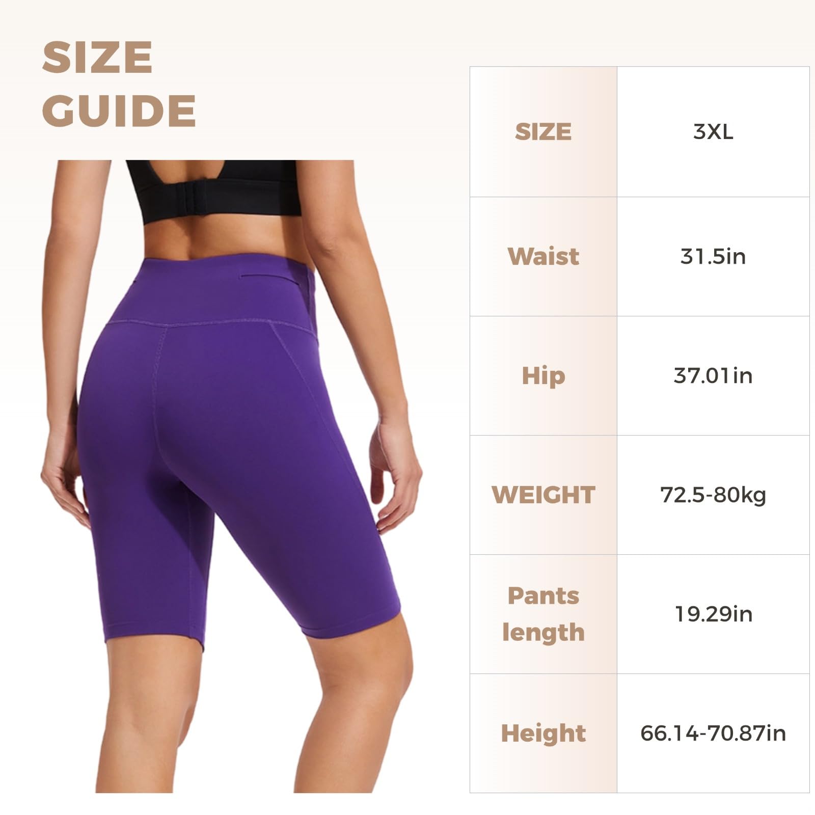 Damskie spodenki sportowe, szorty kompresyjne z wysokim stanem, elastyczna odzież na siłownię, odprowadzające wilgoć do biegania i jogi,, Fioletowy, Women's, XXXL