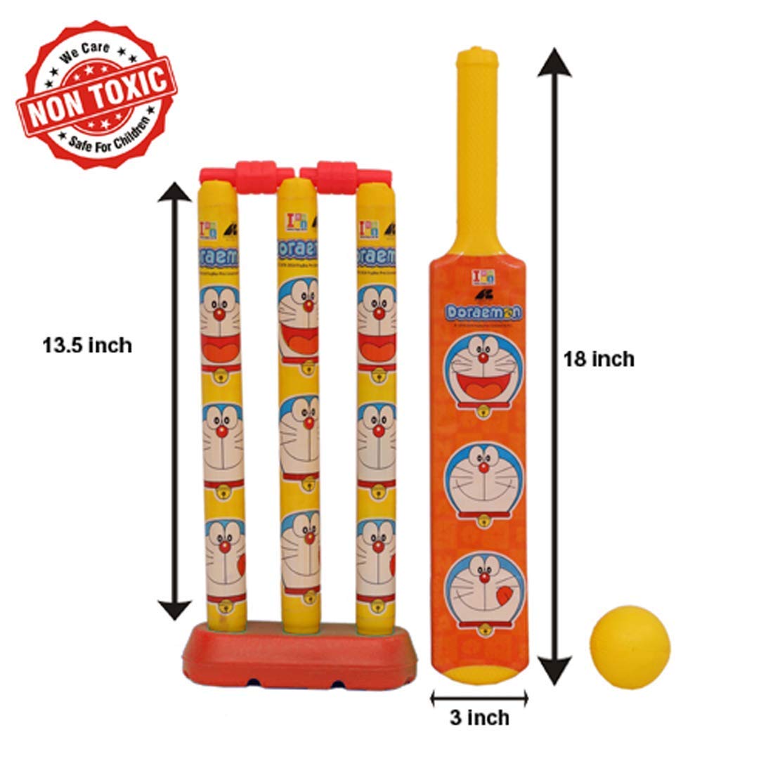 KIDIVO Plastic Cricket Set with Stump and Ball Playing Set for 2-5 Year Kids(Doraemon, Size:- Small, Multicolor) 4