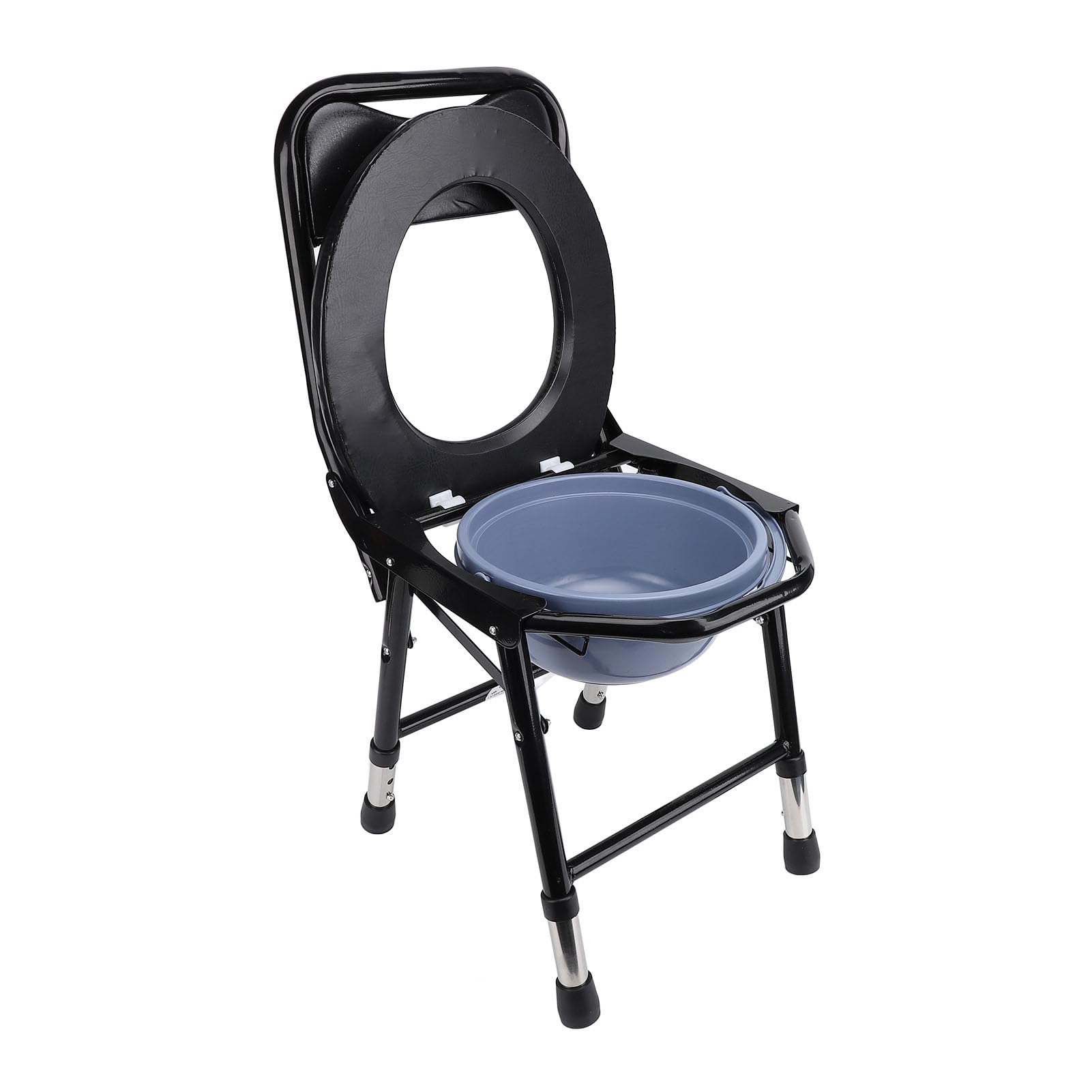 Nachtkommode, Höhenverstellbare, Klappbare Tragbare Toilette mit Gepolstertem Sitz und Eimer, Rutschfester, Erhöhter Toilettensitz für Senioren, ältere Menschen, Behinderte