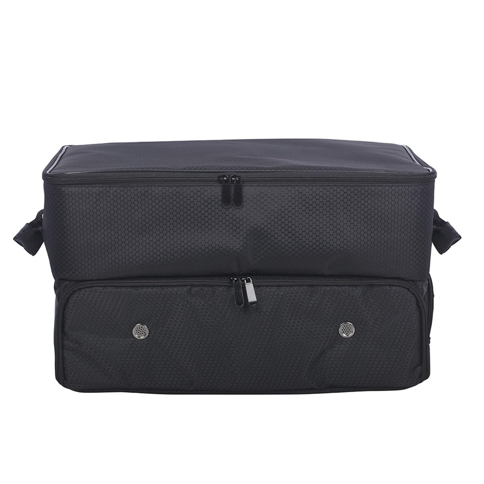 Haofy Organizer do Bagażnika Golfowego, Dwuwarstwowy Organizer do Samochodu Golfowego z PCV 45x34x26 Cm z 4 Przegródkami 2 Kieszenie na Buty Składany, Wentylowany Schowek dla Golfistów Podróżujących