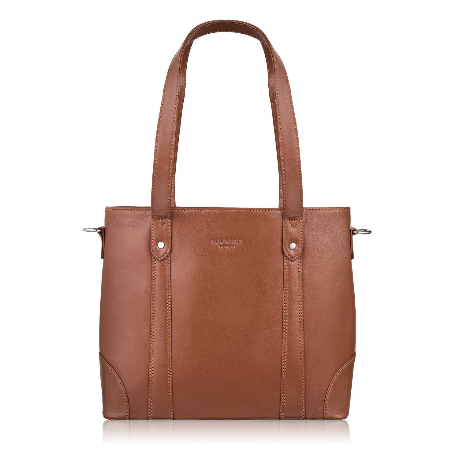 Torebka damska skórzana na ramię duża koniakowa torba damska shopper T-41-CG