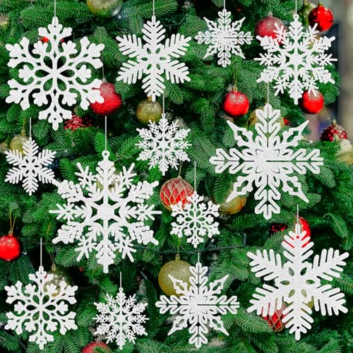 BOUBONI 48 Stück Schneeflocken Weihnachten Deko Weihnachtsdeko für...