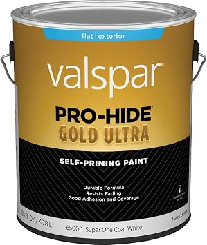 Valspar 65000 White Pro-Hide Gold Ultra Exterior Super One Coat Primer, Flat, 1 Gallon