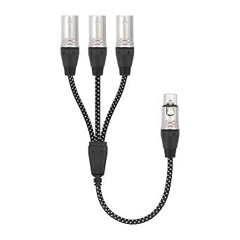 3-Pin XLR Female to 3 Male Y Splitter Micphone Cable,3 Way XLR Splitter Cable Balance 1 Female to 3 Male for Mixer Amplifier Microphone- 2Feet
