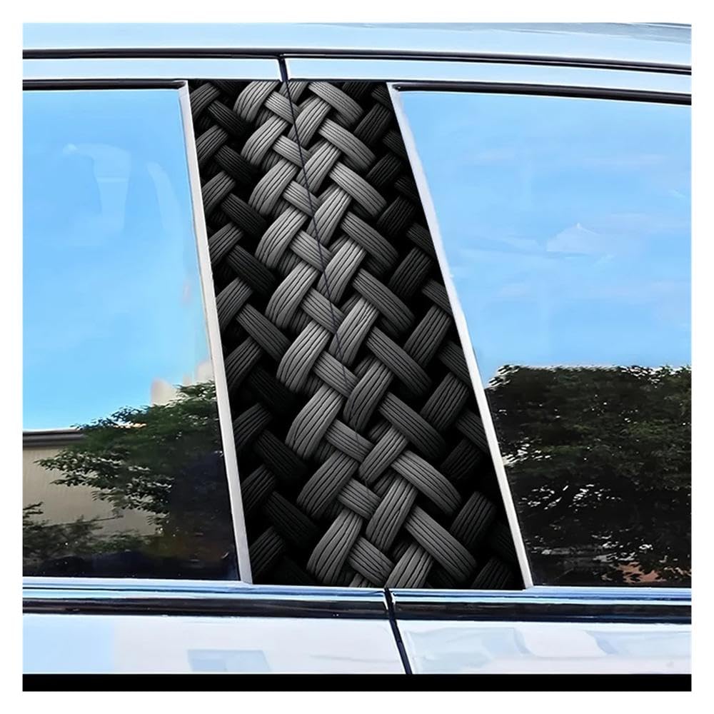 Dabhuoc One Color Car Parts 2Pcs Car Center Pillar Stickers Woven Texture Scratch Protection