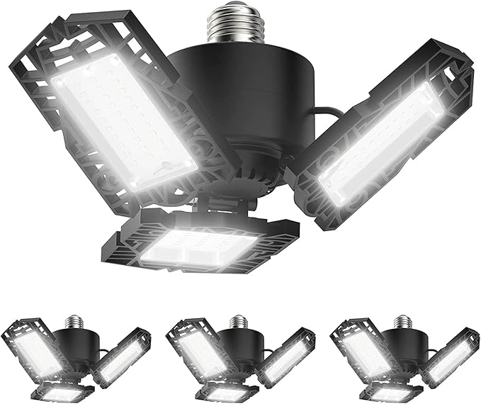 4Pack LED Garage Lights, 50W LED Shop Light with 3 Ultra Bright