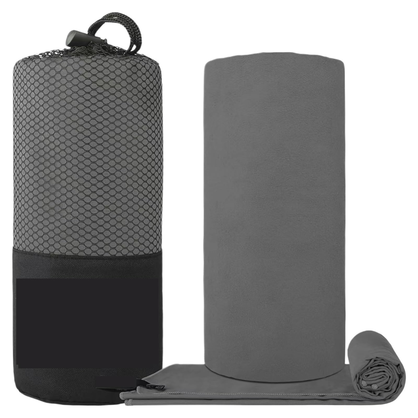 Serviette Sport Serviette de Sport en Microfibre, absorbante et légère, à séchage Rapide, idéale for Le Camping(Dark Grey,L 76x152 CM)