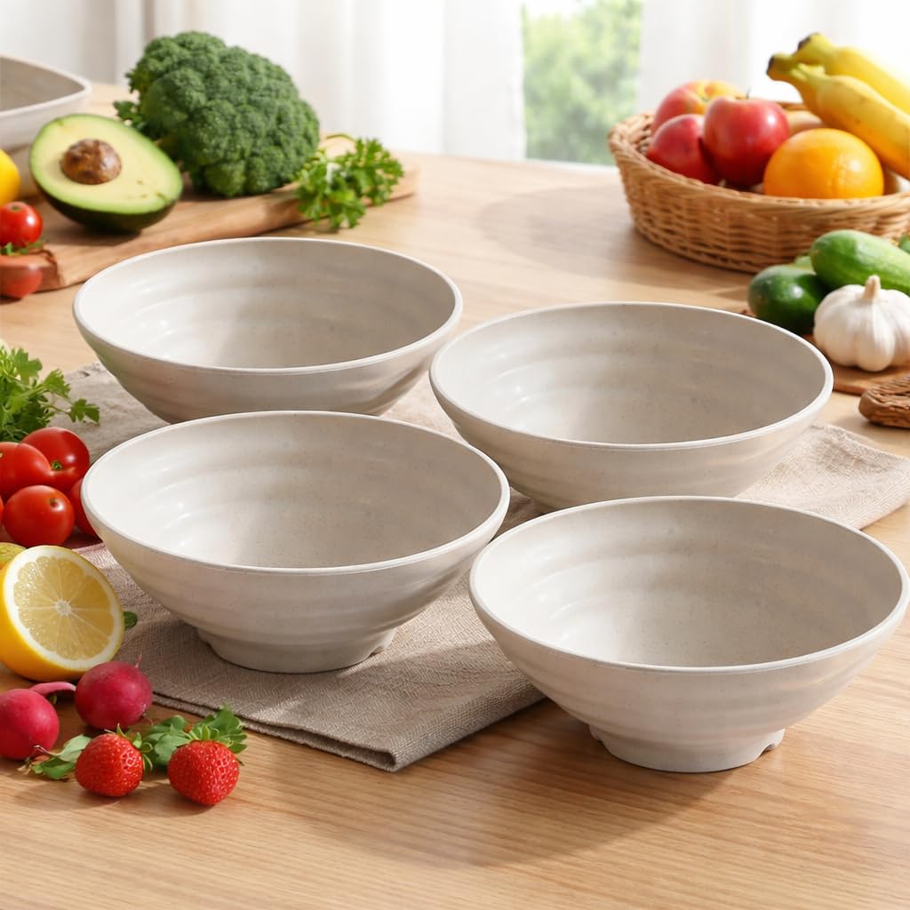 Wheat Straw Salad Bowls Set (900ml) – Large Microwave Safe, Unbreakable & Stackable Bowls for Salad, Soup, Ramen – BPA-Free, Eco-Friendly, Lightweight Serving Bowls for Kitchen (6, Green) — Amazon image 16