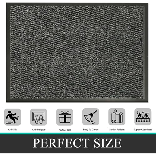 Large Carpet Mat Waterproof Non Slip Strong PVC Backing Floor Mat - Grey, 120 x 150 cm - High Traffic Area Rug Dirt Trapper Muddy Paws Rug - Image 4