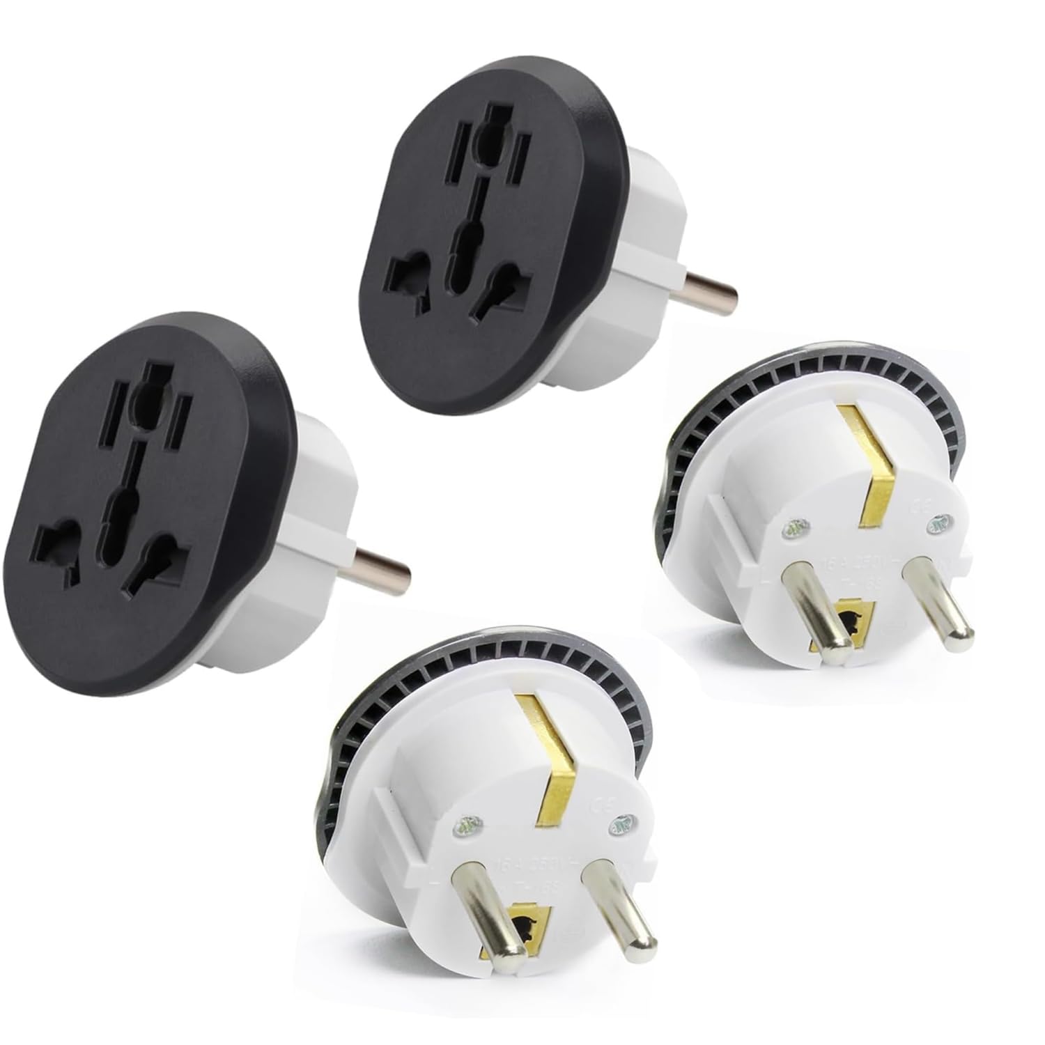 Melfi 2pcs Universal Travel Adapter Plug Converter – Compatible With UAE, USA, EU, UK, AU, CN to KSA/EU/Germany Socket- Perfect For Business Trips & Holidays – Ideal For Cell Phones, Laptops & More