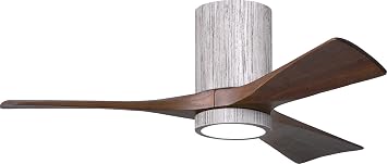 Matthews IR3HLK-BW-WA-42 Irene Damp Rated Flush Mount 42" Ceiling Fan with Light and Remote & Wall Control, Silent DC Motor, 3 Solid Wood Blades, Barn Wood with Walnut Tone