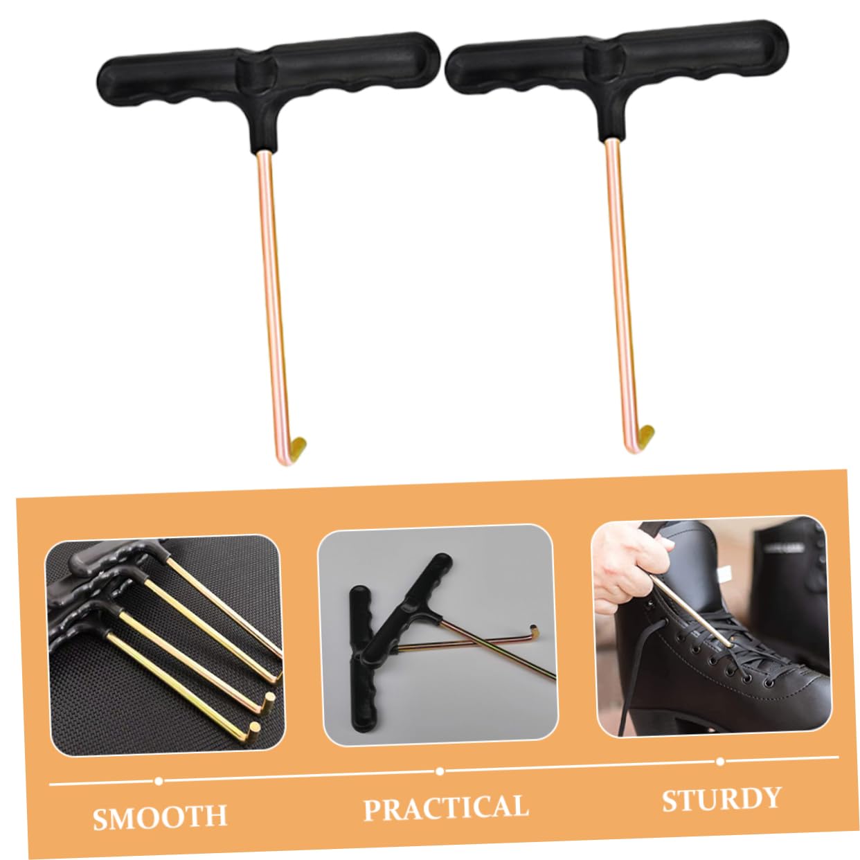 Gogogmee Sturdy Shoelace Pullers Pack T-Shaped Tightening Hooks for Management for Skates
