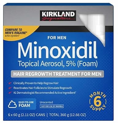 Kirkland Signature 778152 Kirkland Hair Regrowth Treatment 5% Minoxidil Foam for Men - 6 Months Supply