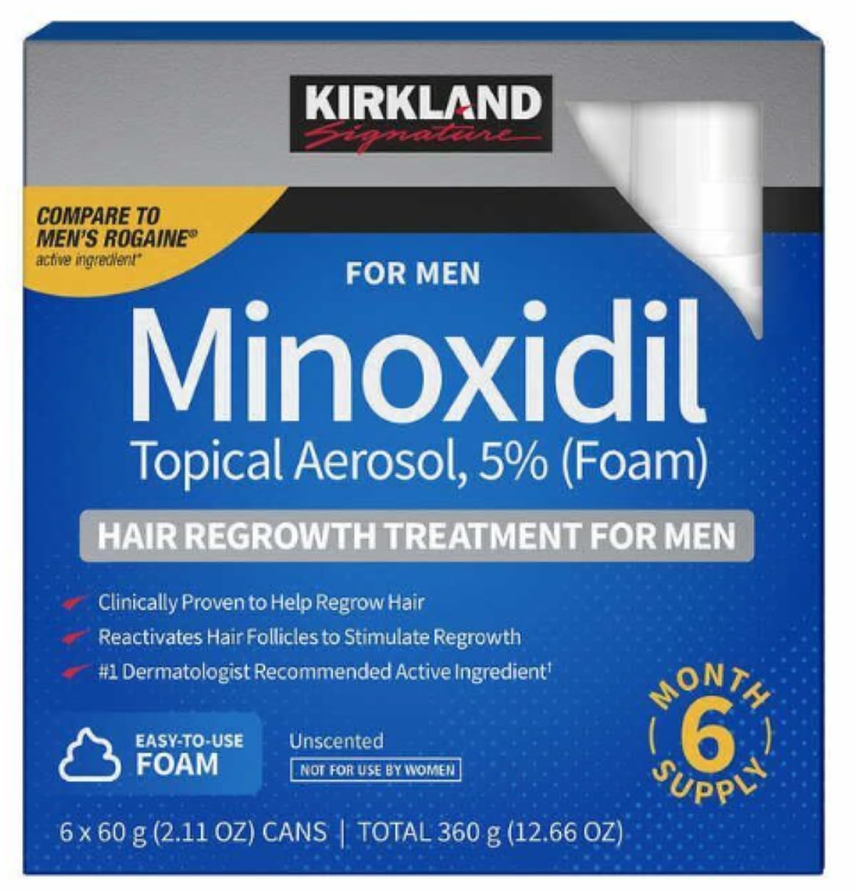 KIRKLANDSignature 778152 Kirkland Hair Regrowth Treatment 5% Minoxidil Foam for Men - 6 Months Supply