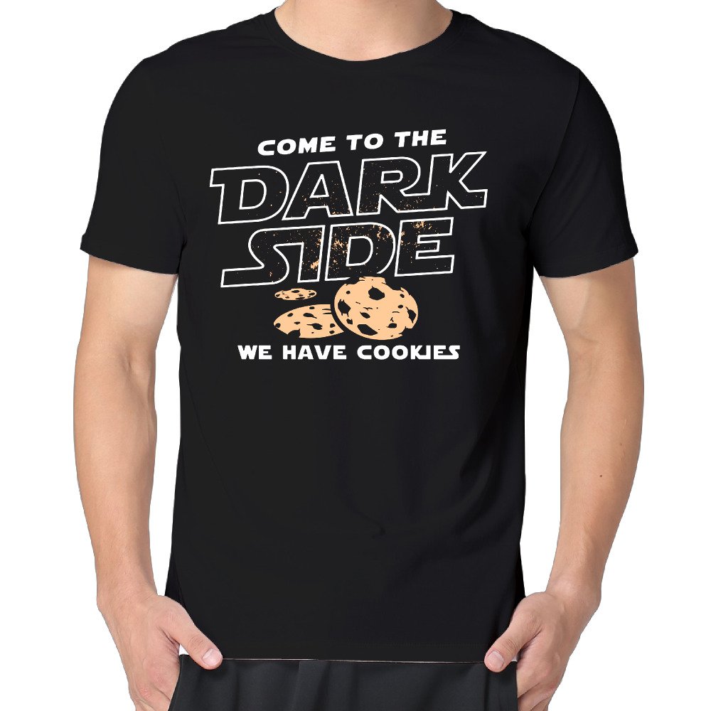 DEFOUGE Come to The Dark Side, We Have Cookies Men Cotton Short Sleeve Dress T Shirts Apparel