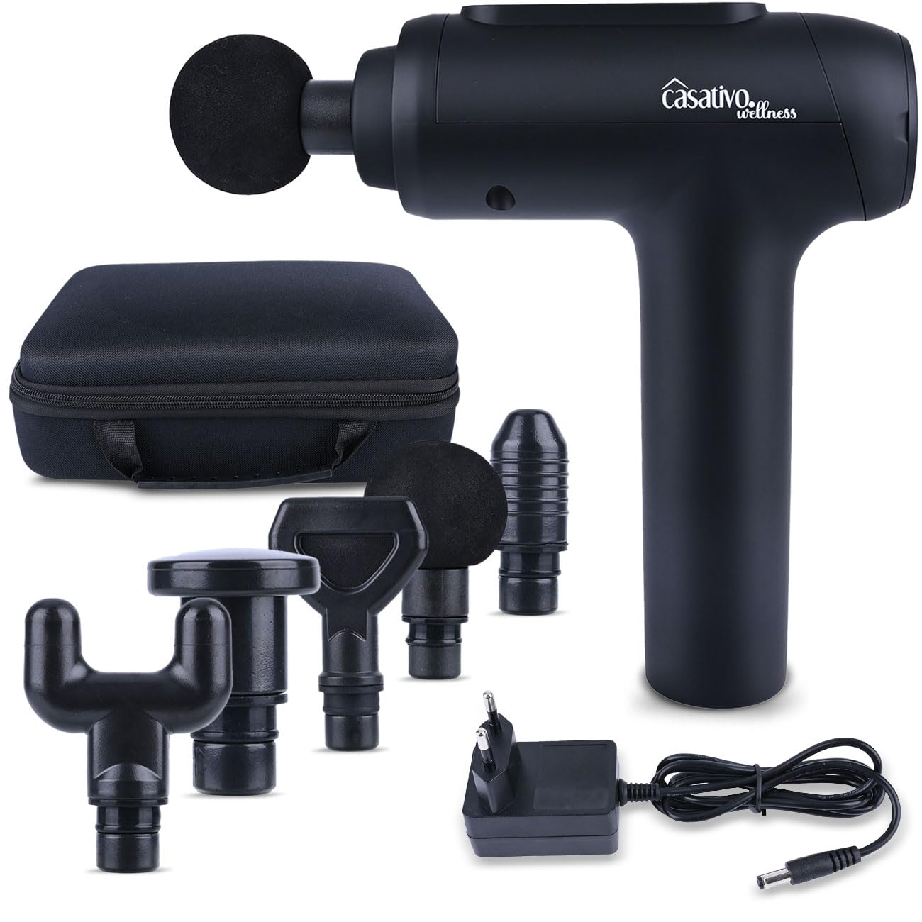 Professionelle Massagepistole, Massage Gun, 6 Köpfe, 20 Intensitätsstufen, Muskel Massagegerät, Akkubetrieb Massagegerät für Oberschenkel, Bauch, Schulter, Nacken und Rücken