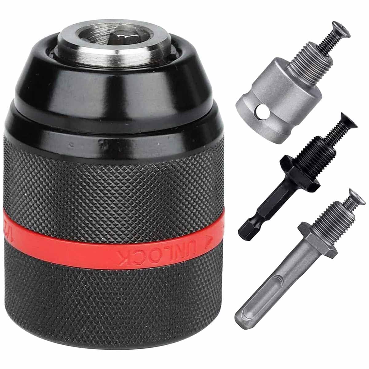 UPTODATETOOLS 1-13mm Keyless Drill Chuck Adapter Kit 1/2"-20UNF with SDS-Plus Shank 1/4" Hex Shank 1/2" Socket Square Female Adapter fits Rotary hammer/Impact wrench/Impact Screwdriver (B0DB1QKXG4) Amazon Price History, Amazon Price Tracker