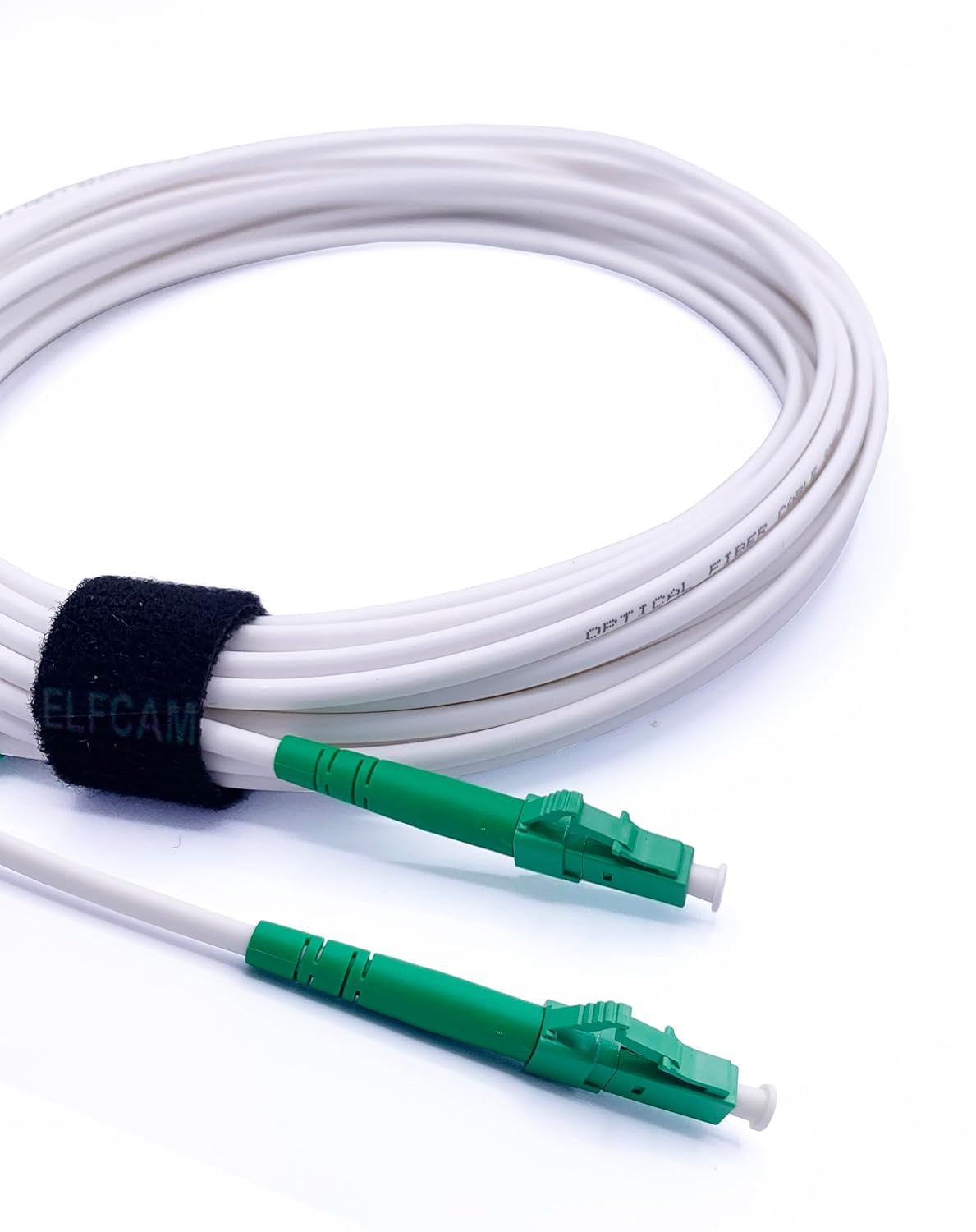 Telekom Glasfaser Modem 2 & Elfcam® - LWL Glasfaser-Kabel Simplex LC/APC 8° zu LC/APC 8° Stecker, 9/125μm OS2 Patchkabel LSZH, FTTH Lichtwellenleiter, Weiß (10M)