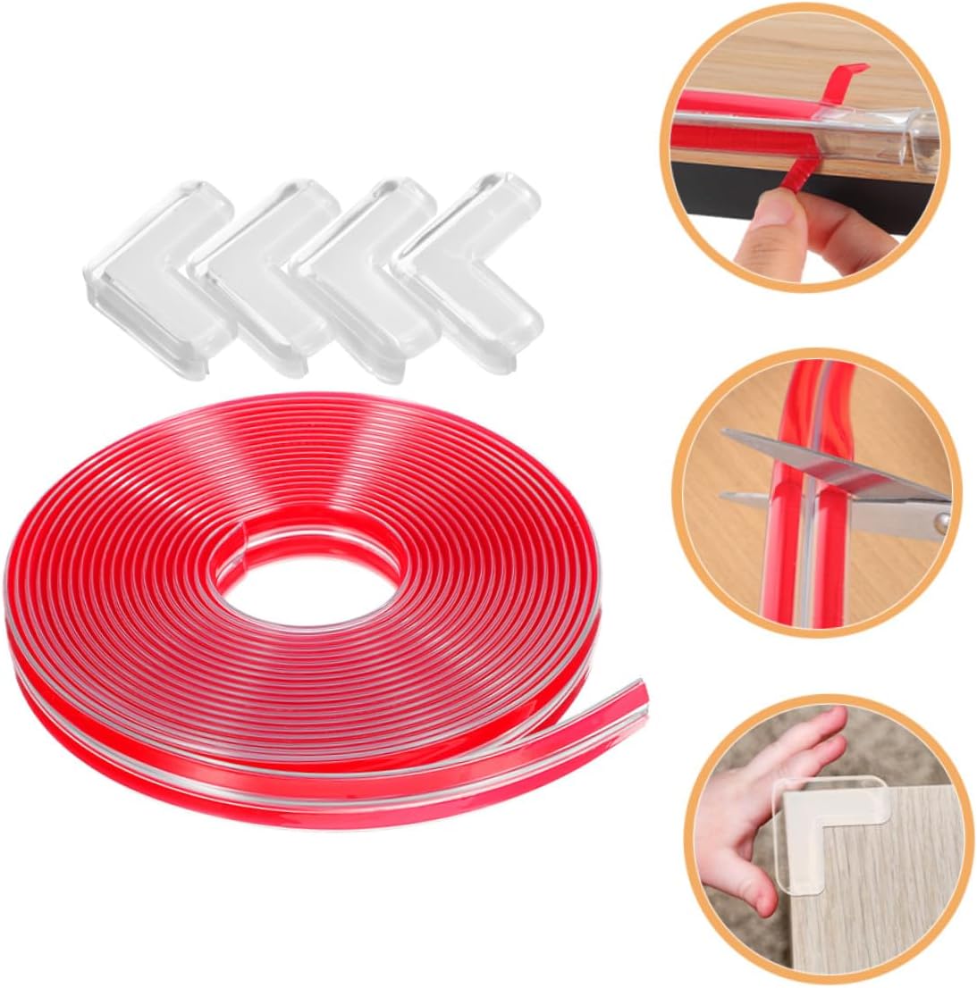 CALLARON Childproofing Corner Guards Edge Protector Strip with 5m Soft Bumpers and 4 Self-Adhesive Corner Guards for Furniture Table Safety at Home