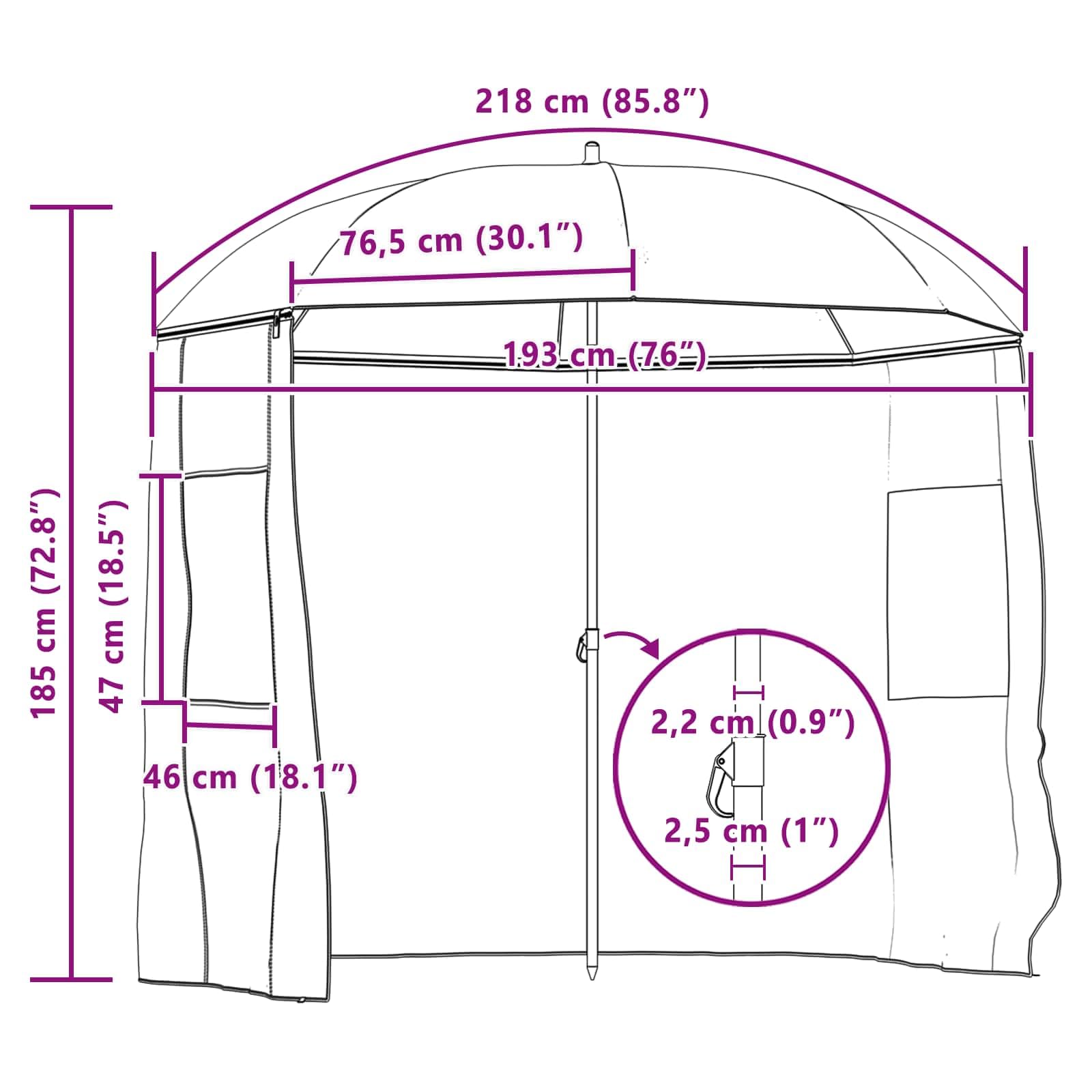 vidaXL Vis Paraplu 218 x 185 cm Oxford Polyester Geel Leger