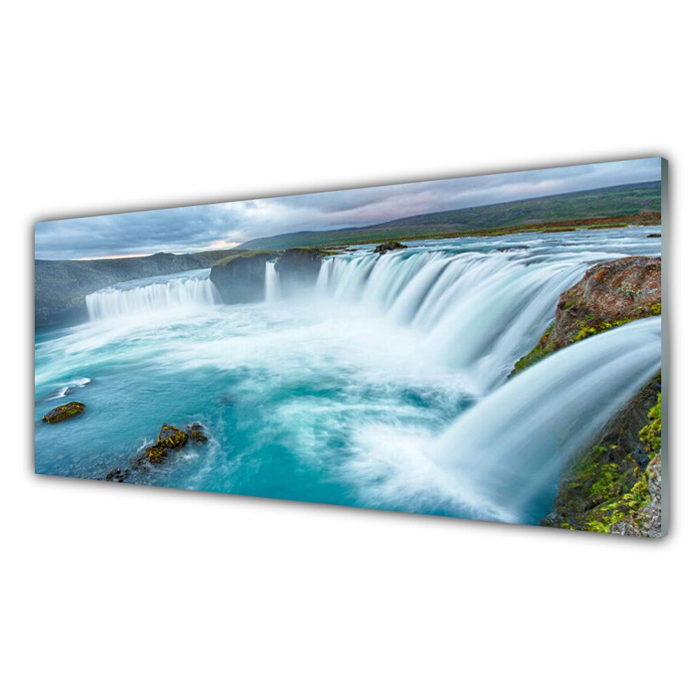 Tableau en verre trempé cascade nature pour salon moderne Tulup 125x50