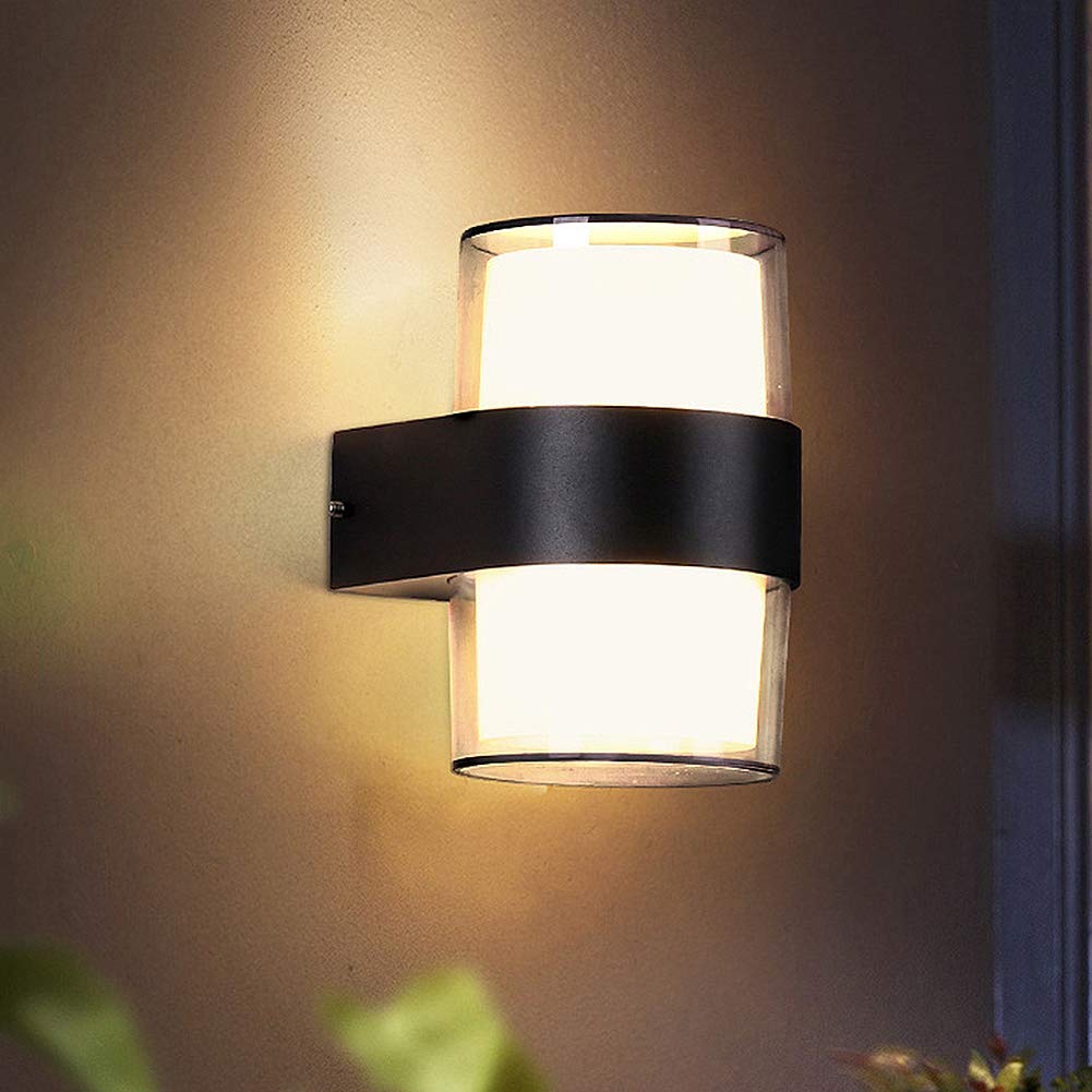 SLRMKK Modern Style IP65 Waterproof Die-cast Aluminum Up & Down Cylindrical LED Outdoor Wall Light (Black, Warm White Light) (Square)