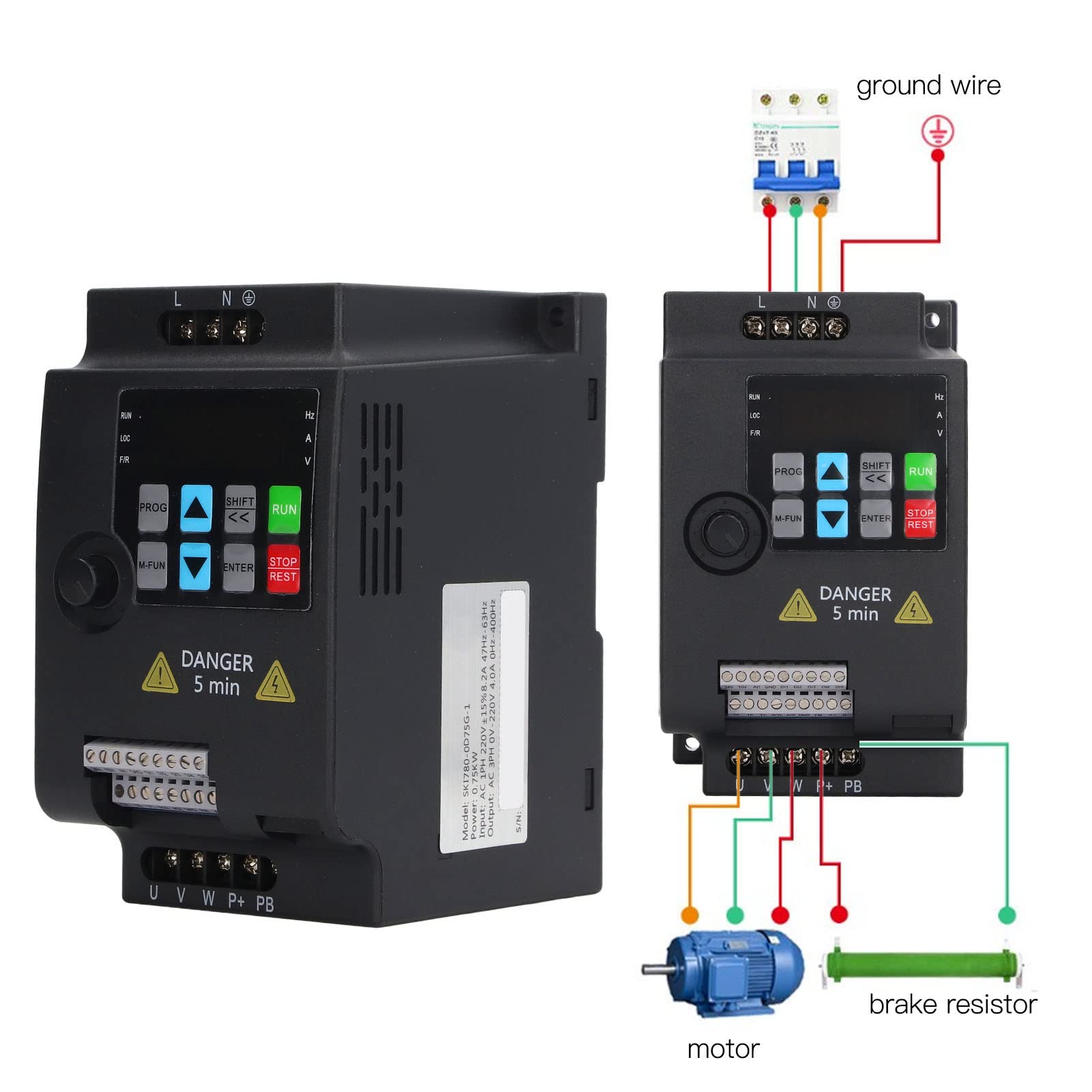 Eujgoov Variateur de Fréquence Monophasé vers Triphasé 0,75 KW Convertisseur de Fréquence pour Machine à Gravure Générateur Éolien Onduleur VFD Mini