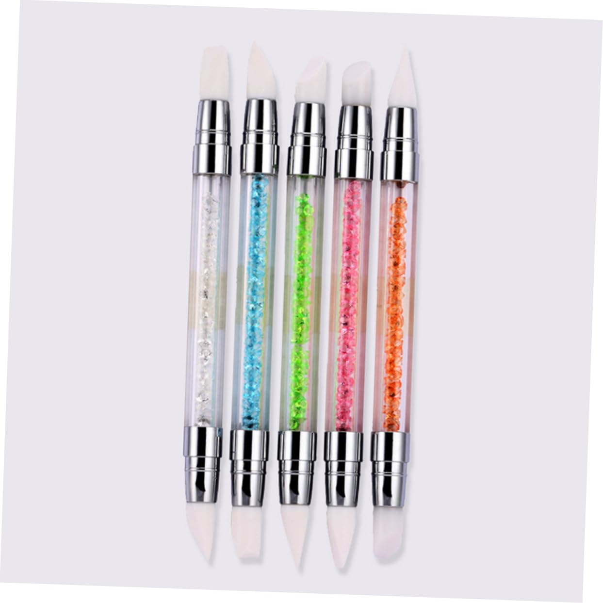 FRCOLOR 15pezzi Pennelli Per Nail Art Silicone Con Testa Doppia e Strass Manicure Per Decorazioni Unghie Pennelli Leggeri e Maneggevoli Per Pittura e Disegno Unghie