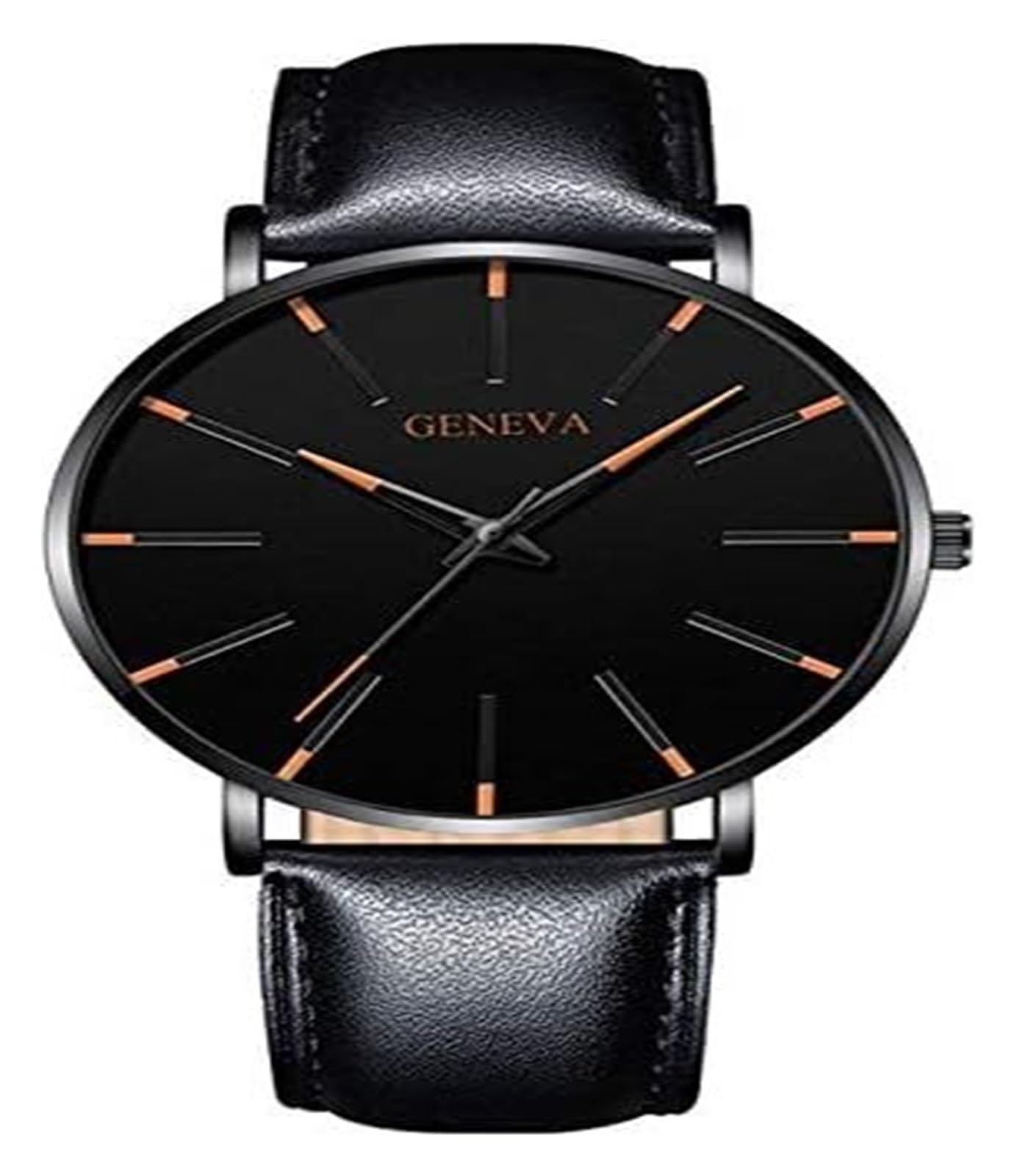 Reloj clásico Reloj Ultrafino for Hombre Reloj de Cuarzo con Correa de Malla de Acero Inoxidable a la Moda for Hombre (Color : L Black Orange)