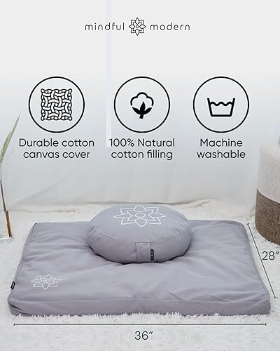 Miniatura 3 de Mindful & Modern Zabuton - Tapete de meditación relleno de algodón para yoga y meditación, cojín de meditación Zabuton para soporte de rodillas y