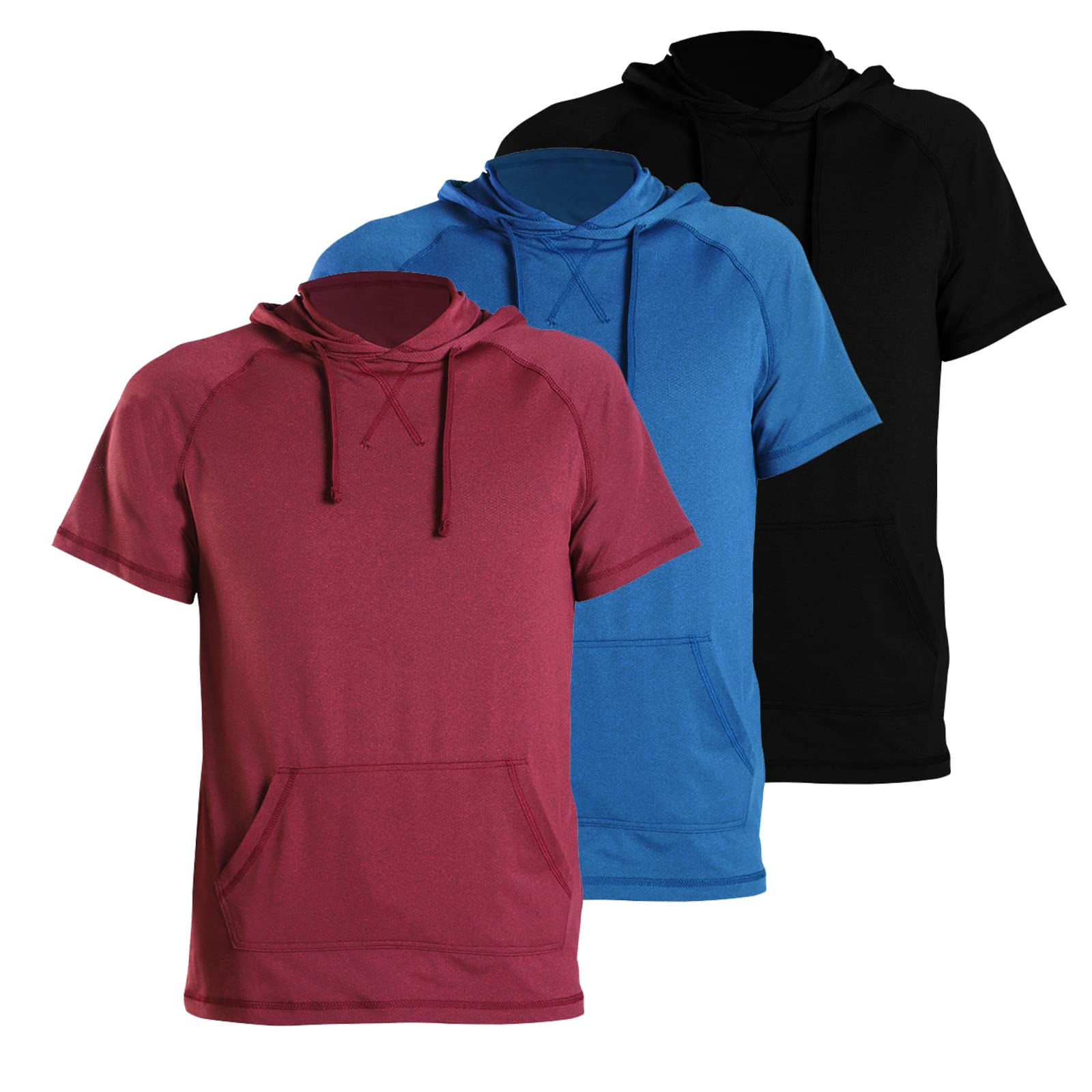 Gary Com Men's Short Sleeve Hoodie T-Shirt Pullover Workout Sweatshirt with Pocket