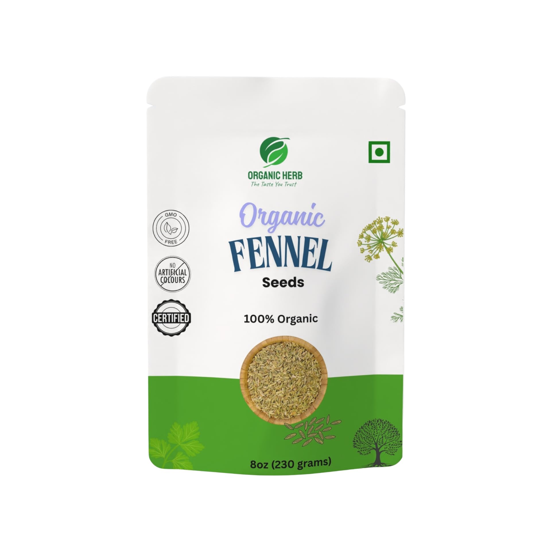 Organic Fennel Seeds, Whole Seeds for Tea and Cooking, 8 oz, Non-GMO, Gluten-Free, Resealable Bag