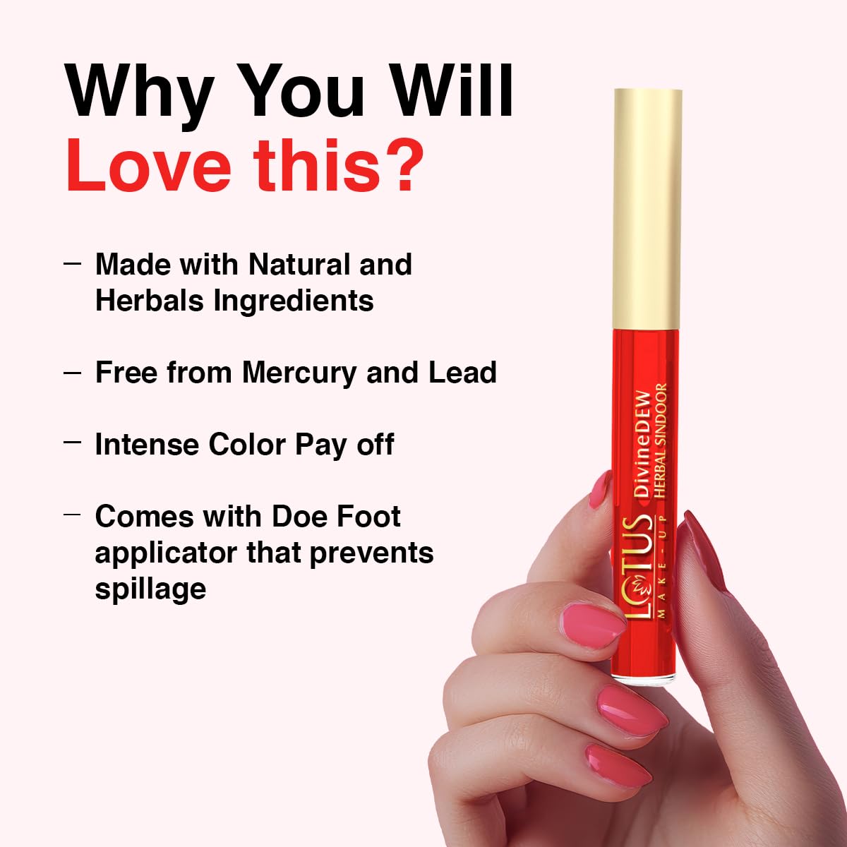 Lotus Make-Up Divine Dew Herbal Sindoor Love Drop | Waterproof | Long-Lasting, Smudge-Proof & Fade-Proof | Sponge Tip Applicator | Botanical Extracts | Mercury Free | Travel Friendly | Red | 5.4 ml 2