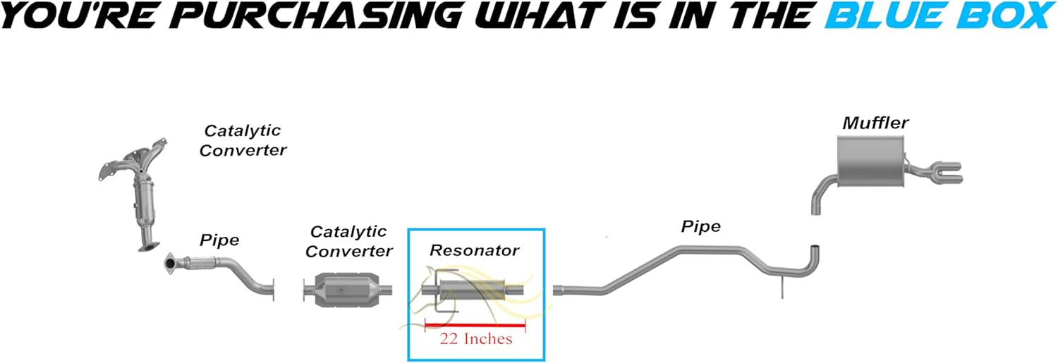Exhaust Resonator Compatible for 2010-2012 Ford Fusion 2.5L | Stainless Steel | Northeastern Exhaust | Free Clamps and Hangers Included | Automotive Replacement Part
