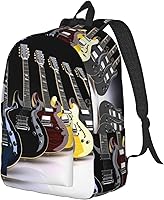 Vista 2 de Guitarra eléctrica Imprimir Mochila Lona Mochilas Casual Bolsa Viaje Daypack, Negro -, Mochilas Daypack