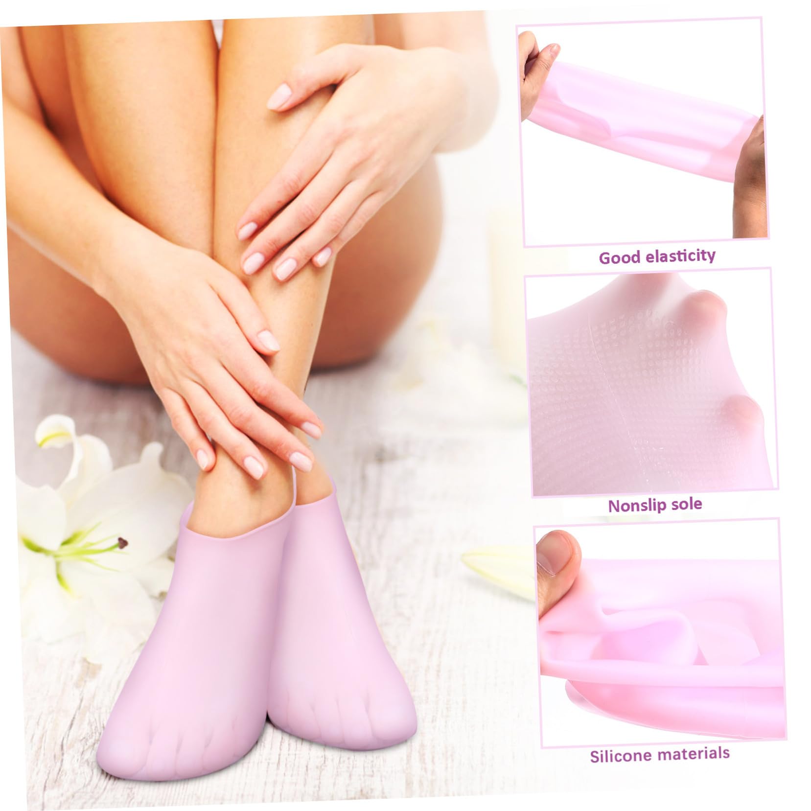 2 Calcetines de Silicona Hidratantes para Pies Secos y Agrietados Xl Reutilizables y Antideslizantes Cuidado para Spa y Salón
