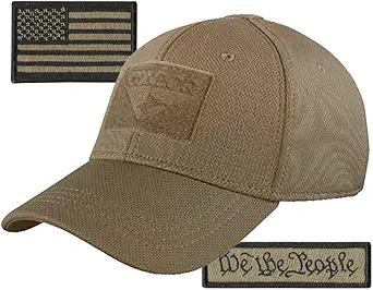 Condor Fitted Tactical Cap Bundle - We The People & USA Patches - Choose Size